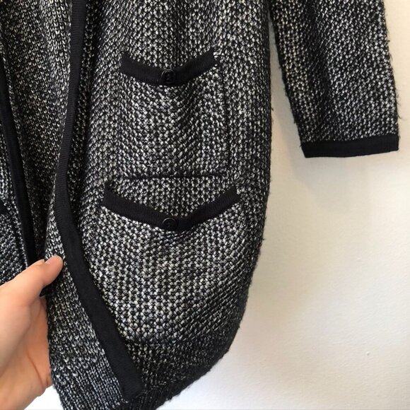SOFT SURROUNDINGS Shelby Cardigan Black Gray Open Front Long Knit Sweater Small - Picture 7 of 11